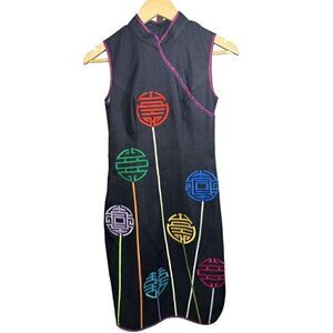 CHULA Women's Colorful Hanoi Circles Patchwork Denim Mini Dress Blue Extra Small